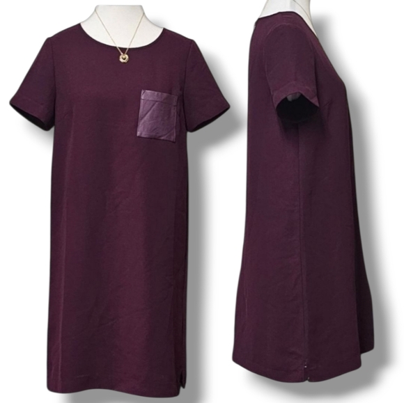 J. CREW | LEATHER POCKET OVERSIZED SHIRT DRESS - Picture 2 of 16